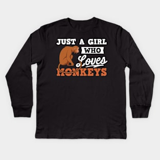 Just A Girl Who Loves Monkeys Kids Long Sleeve T-Shirt